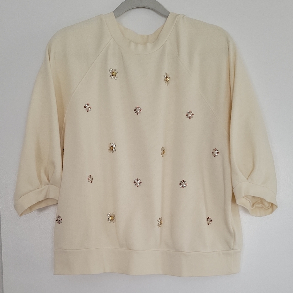 Embellished Cream Sweatshirt